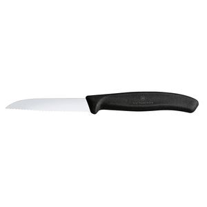 Cuchillo de cocina clásico suizo dentado color Negro. Hoja 8 cm. Victorinox