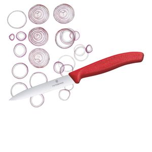 Cuchillo Verdura Dentado color Rojo. Hoja 10 cm. Victorinox