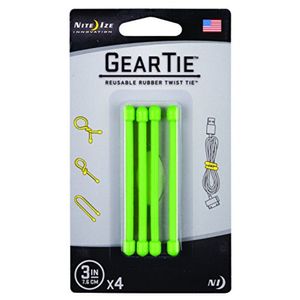 Pack 4 amarras de goma 7 cm Gear Tie verde Nite ize