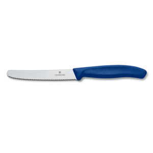 Cuchillo de mesa y cuchillo para tomates Swiss Classic color Azul. Hoja 11 cm. Victorinox