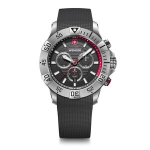 Reloj Seaforce Chrono correa acero inox, dial negro 43 mm Wenger