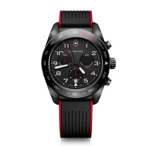 Reloj Swiss Army Chrono Correa de Caucho Negro/Rojo Victorinox
