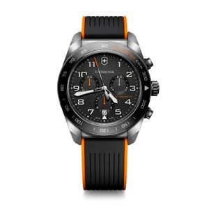 Reloj Swiss Army Chrono Correa de Caucho Negro/Naranjo Victorinox