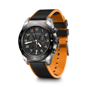 Reloj Swiss Army Chrono Correa de Caucho Negro/Naranjo Victorinox