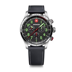 Reloj Terragraph Chrono negro correa de cuero Wenger