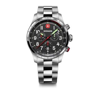 Reloj Terragraph Chrono negro correa de acero Wenger