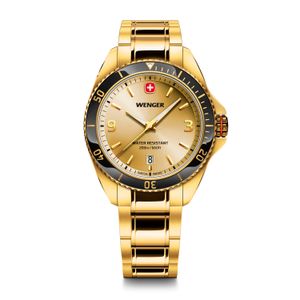 Reloj Executive dorado correa de acero Wenger